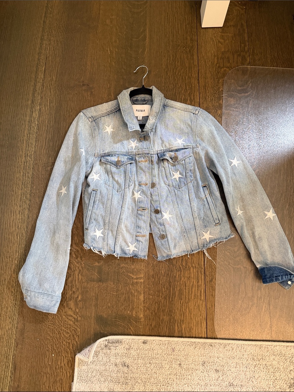 pistola Light Wash Denim Jacket with White Star Print